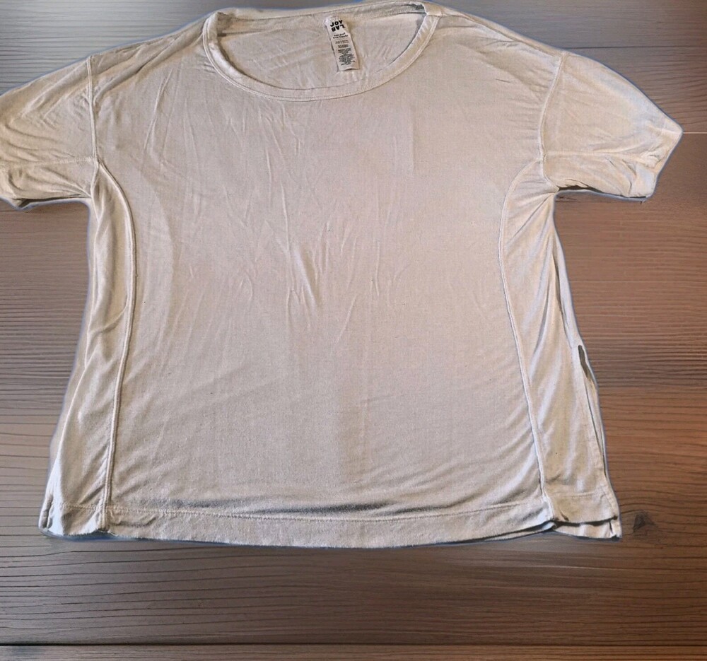 Joy Lab Women's Size X Small Activewear T-Shirt Scoop Neck Slit Sides White